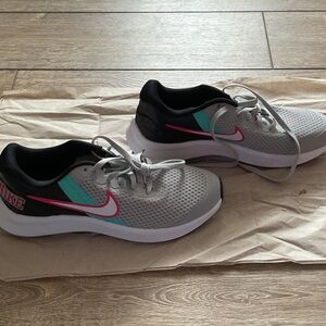 Nike Girls Athletic Shoes - Gray, Pink, and Teal, Size 4